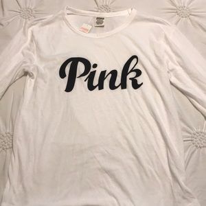 Pink logo white long sleeve